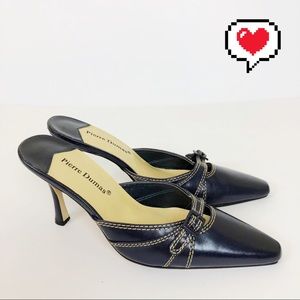 Pierre Dumas Blue Kitten Heel Mule Size 6.5 B170